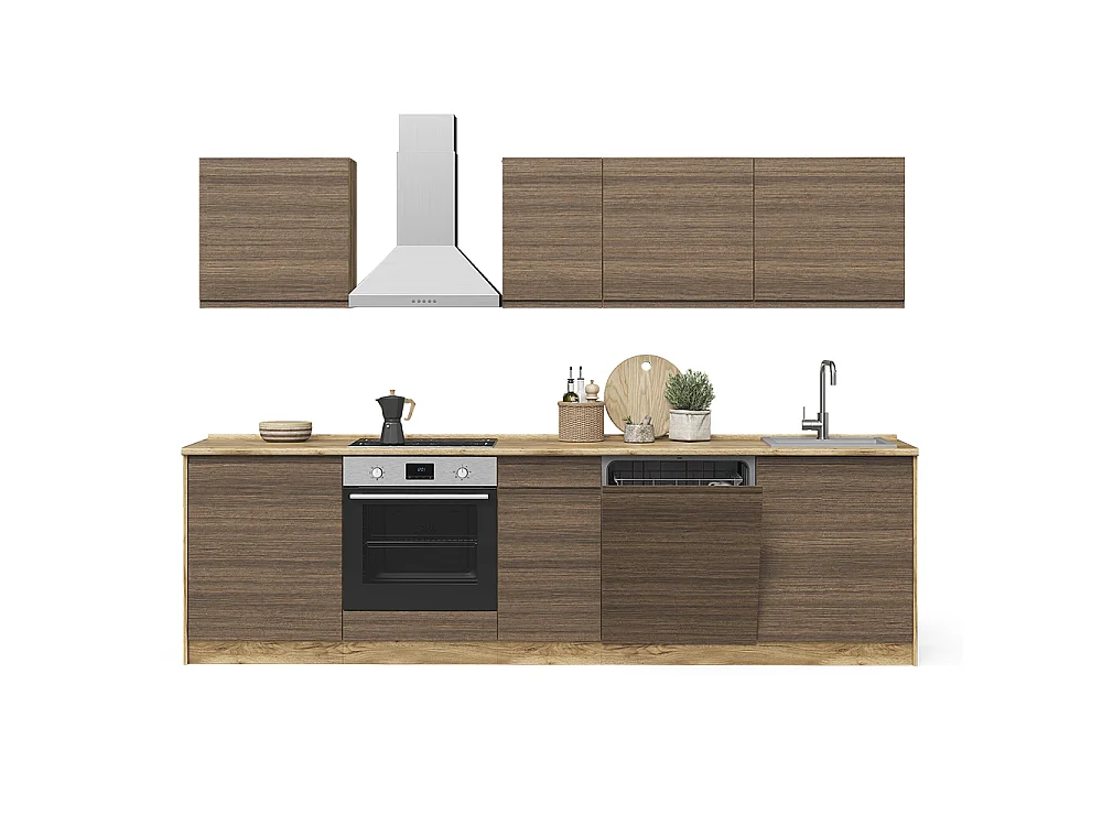 Aneks kuchenny tytoń i orzech włoski/dąb goldkraft 280x60x206.8 r-line