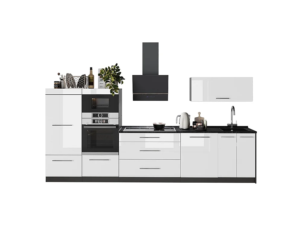 Kök vit högblank/antracit 340x60x153.6 fame-line