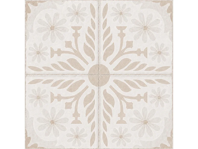 Panneau mural douche aluminium - Lot de 2 : 90 et 120 x 220 cm + profilés blancs - effet carreaux de ciment beige - Corolle