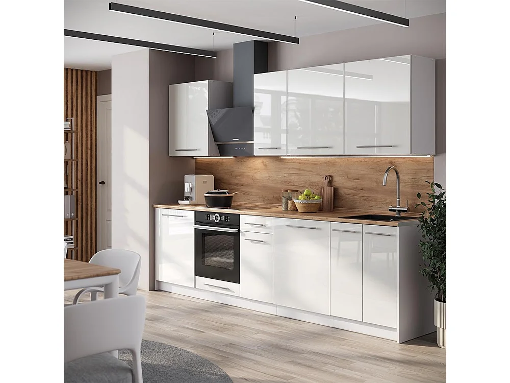 Kök vit högblank/vit 280x60x82 fame-line