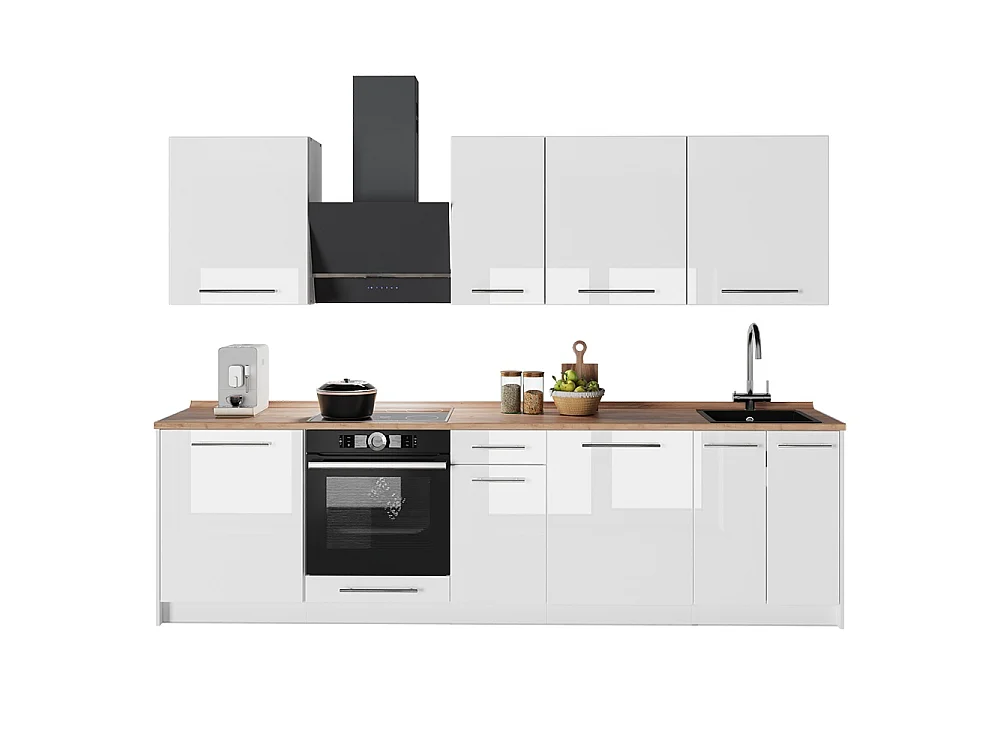 Kök vit högblank/vit 280x60x82 fame-line