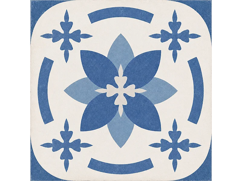 Panneau mural douche aluminium - Lot de 2 : 90 et 120 x 220 cm + profilés blancs - effet carreaux de ciment bleu - Dahlia
