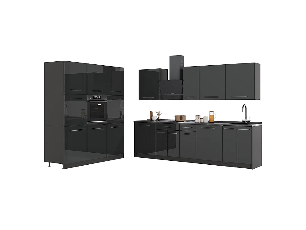 Zabudowa kuchenna antracyt połysk/antracyt 460x60x206.8 fame-line