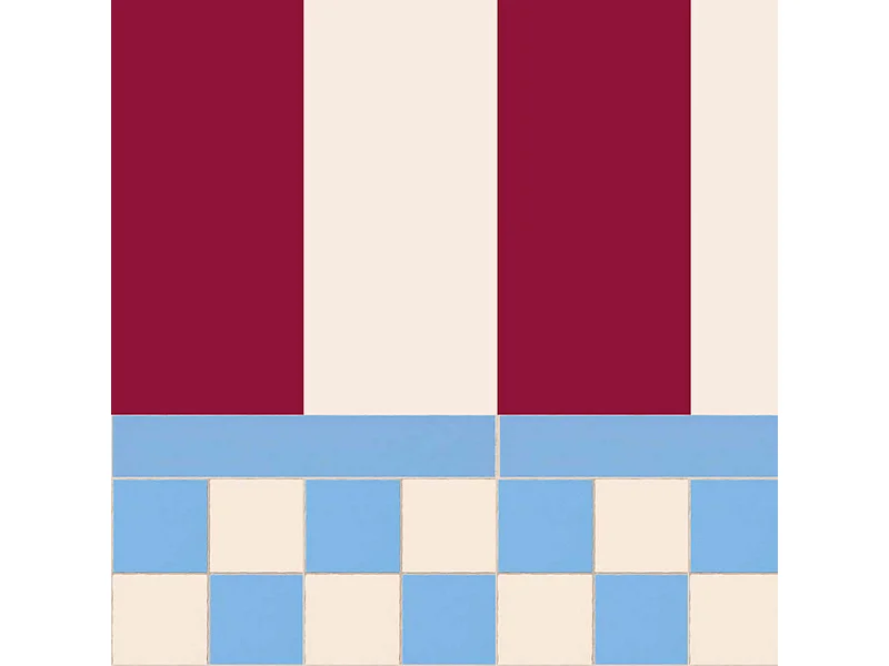 Panneau mural douche aluminium - Lot de 2 : 90 et 120 x 220 cm + profilés blancs - design et graphique bleu - Quadretti