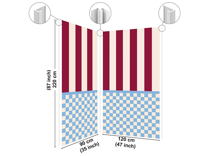 Panneau mural douche aluminium - Lot de 2 : 90 et 120 x 220 cm + profilés blancs - design et graphique bleu - Quadretti