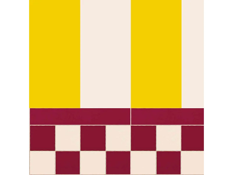Panneau mural douche aluminium - Lot de 2 : 90 et 120 x 220 cm + profilés blancs - design et graphique bordeaux - Quadretti