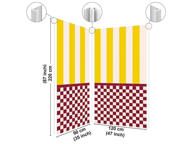 Panneau mural douche aluminium - Lot de 2 : 90 et 120 x 220 cm + profilés blancs - design et graphique bordeaux - Quadretti