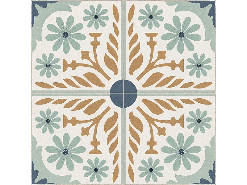 Panneau mural douche aluminium - Lot de 2 : 90 et 120 x 220 cm + profilés blancs - effet carreaux de ciment orange - Corolle