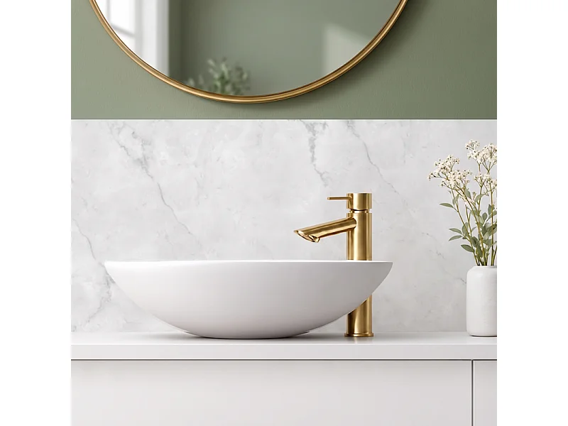Pack aluminium : 2 panneaux muraux de douche + 1 crédence de salle de bain - Effet marbre blanc et gris - Modèle Marbre