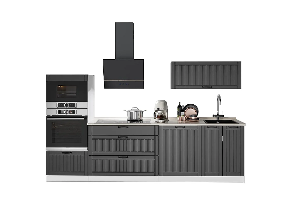 Cuisine gris foncé/blanc 280x60x153.6 fame-line