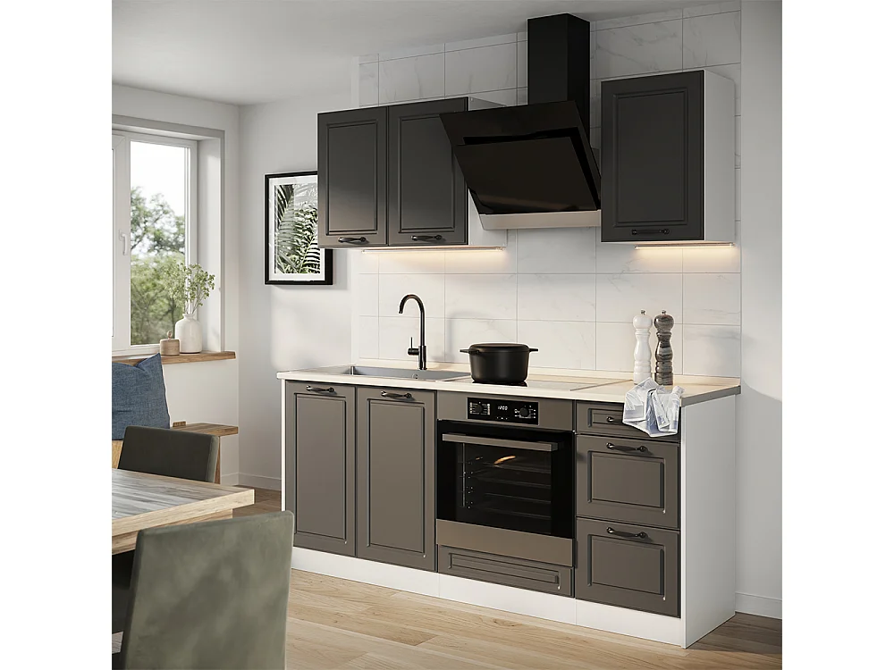 Kuchnia pojedyncza antracyt wiejski/biały 180x60x206.8 r-line