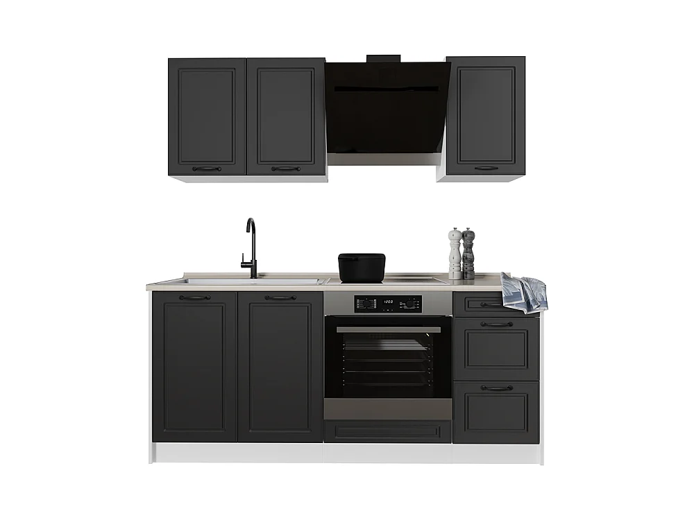 Kuchnia pojedyncza antracyt wiejski/biały 180x60x206.8 r-line