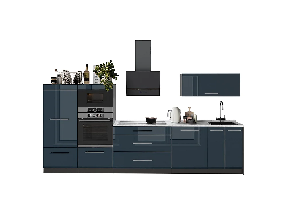 Kök mörkblå högblank/antracit 340x60x153.6 fame-line
