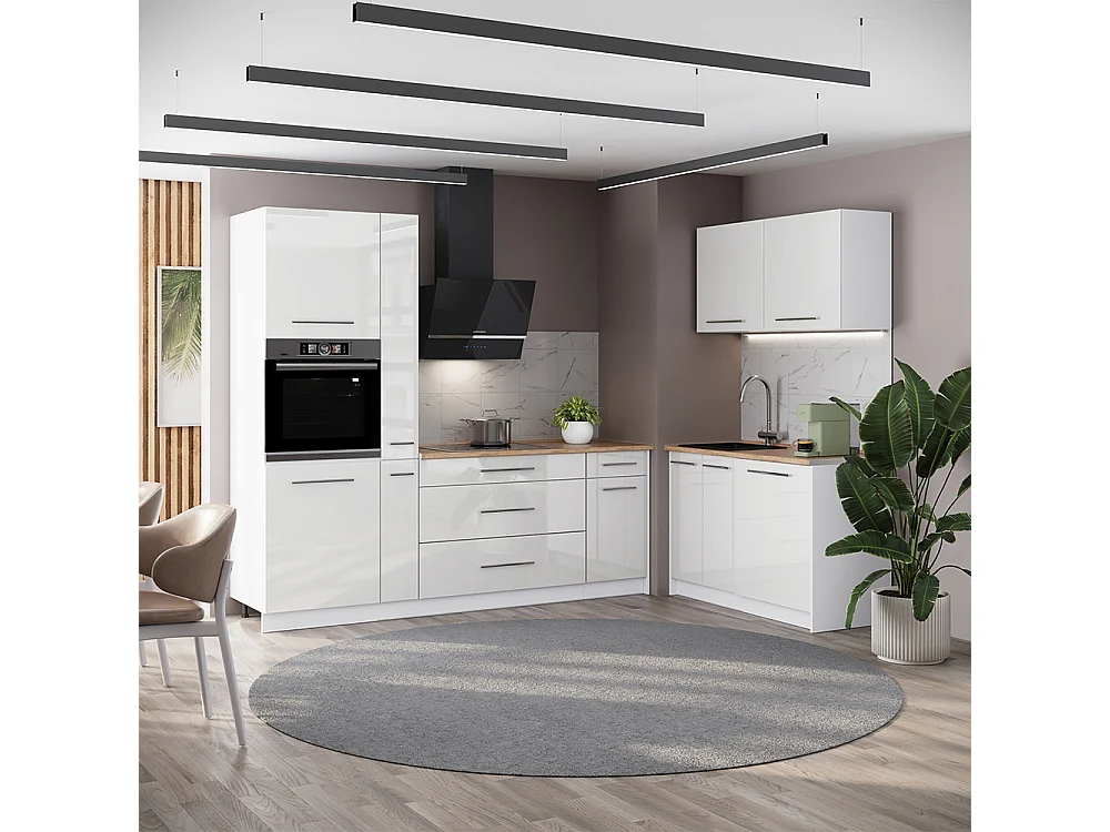 Kök vit högblank/vit 220x51.6x206.8 fame-line