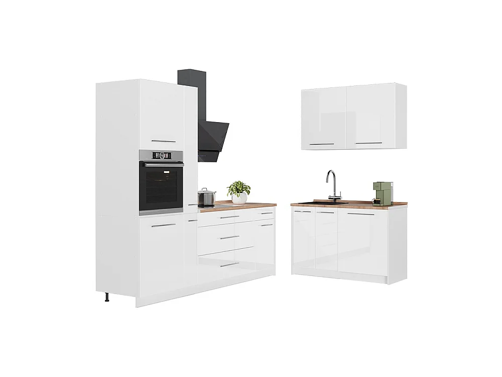 Kök vit högblank/vit 220x51.6x206.8 fame-line