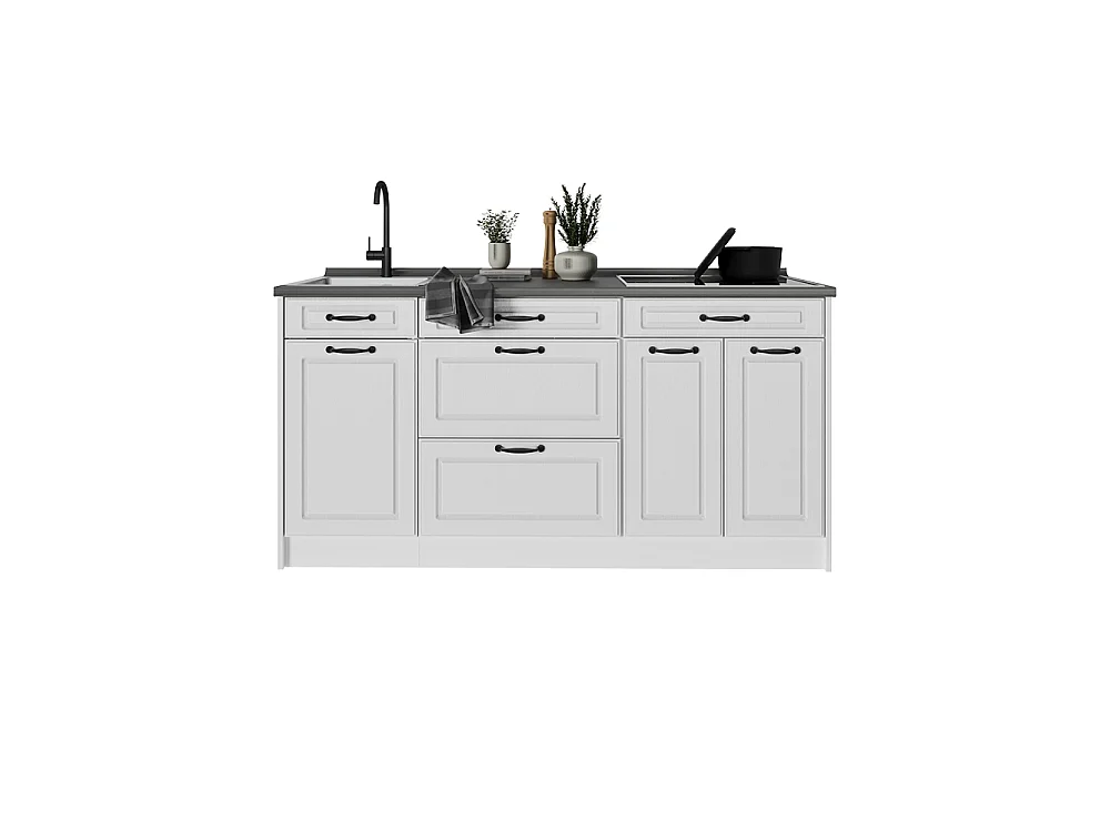 Bloc de cuisine blanc campagne/blanc 160x46x81.6 r-line