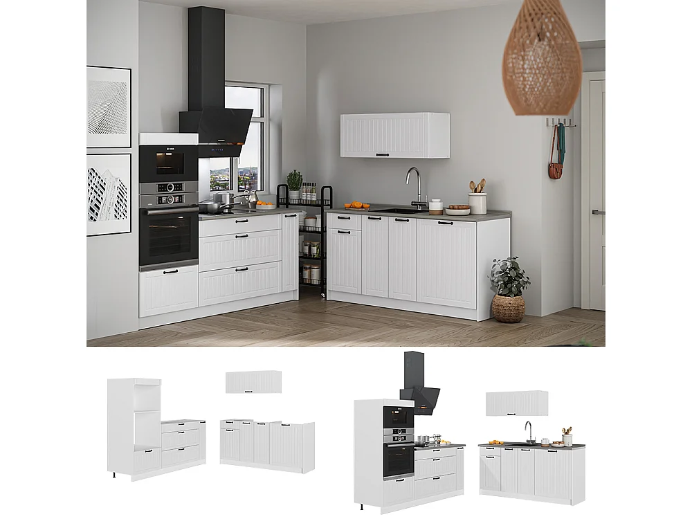 Kök vitt hus på landet/vit 340x60x153.6 fame-line