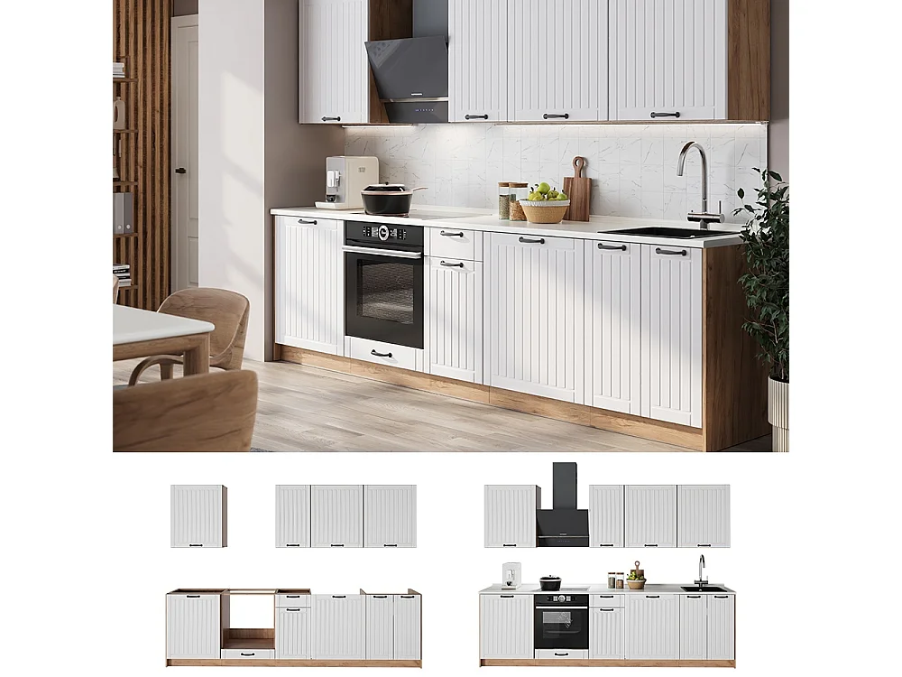 Kök vitt hus på landet/goldkraft ek 280x51.6x82 fame-line