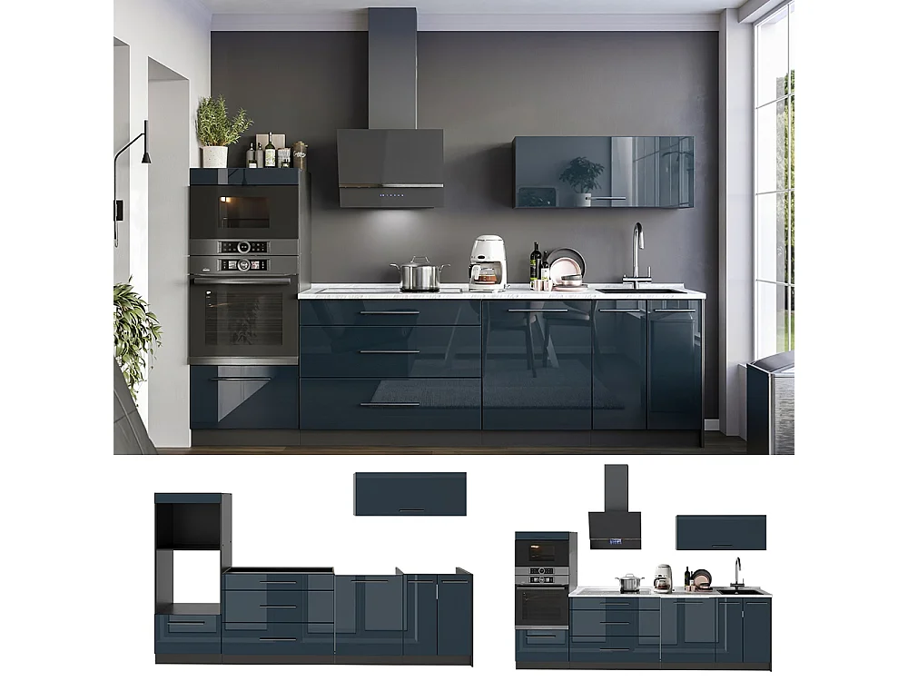 Kök mörkblå högblank/antracit 280x60x153.6 fame-line