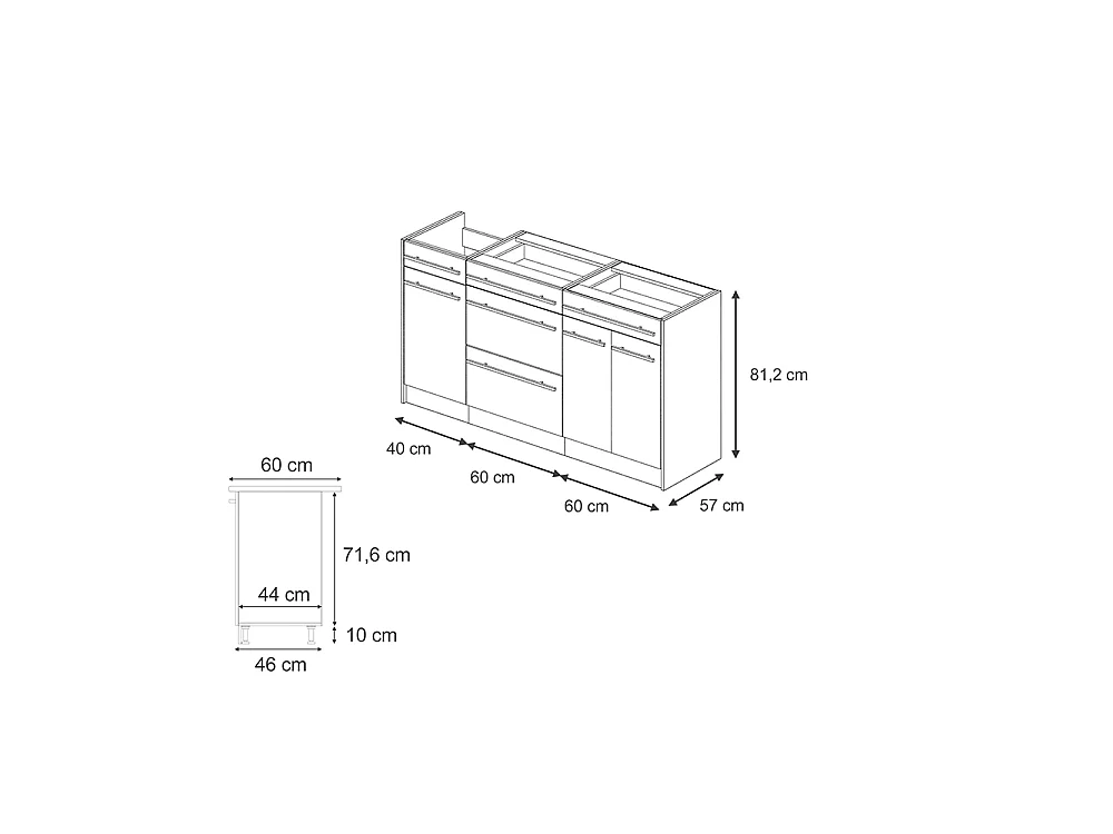 Kitchen block golden oak/anthracite 160x46x81.6 r-line