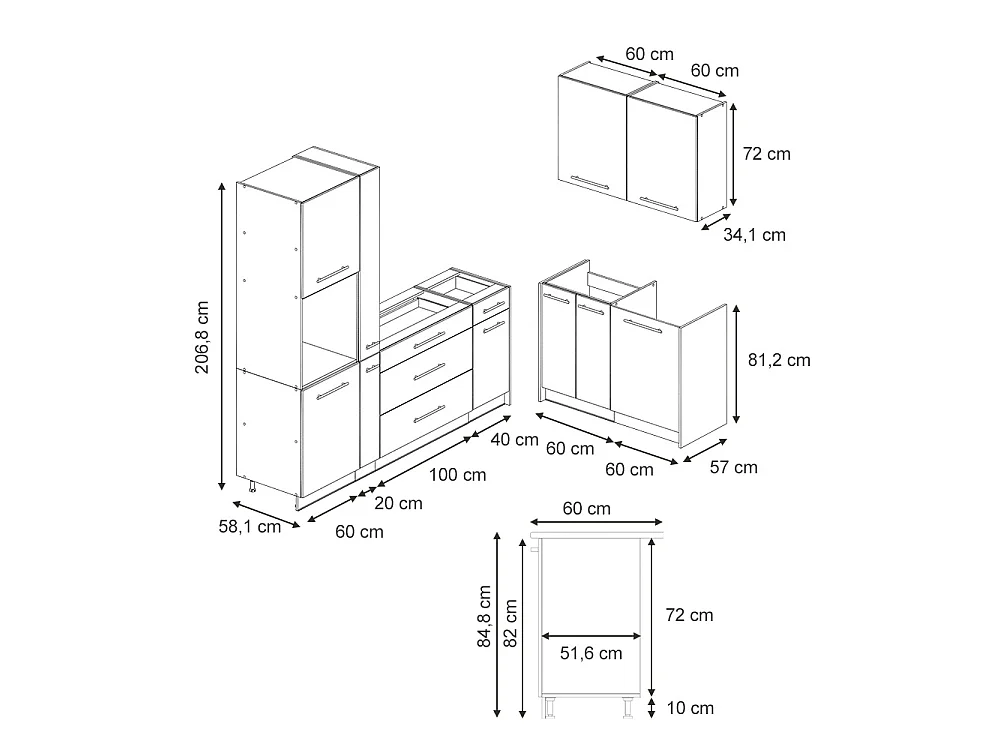 Kök vitt hus på landet/vit 220x60x206.8 fame-line