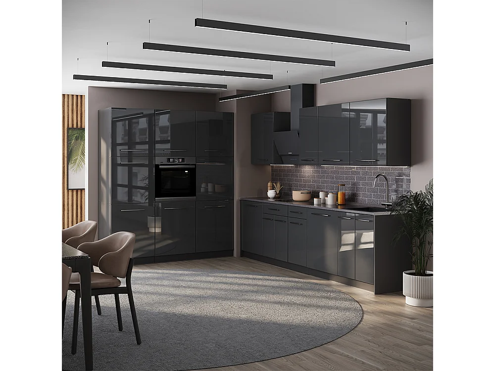 Cuisine anthracite haute brillance/anthracite 460x60x206.8 fame-line