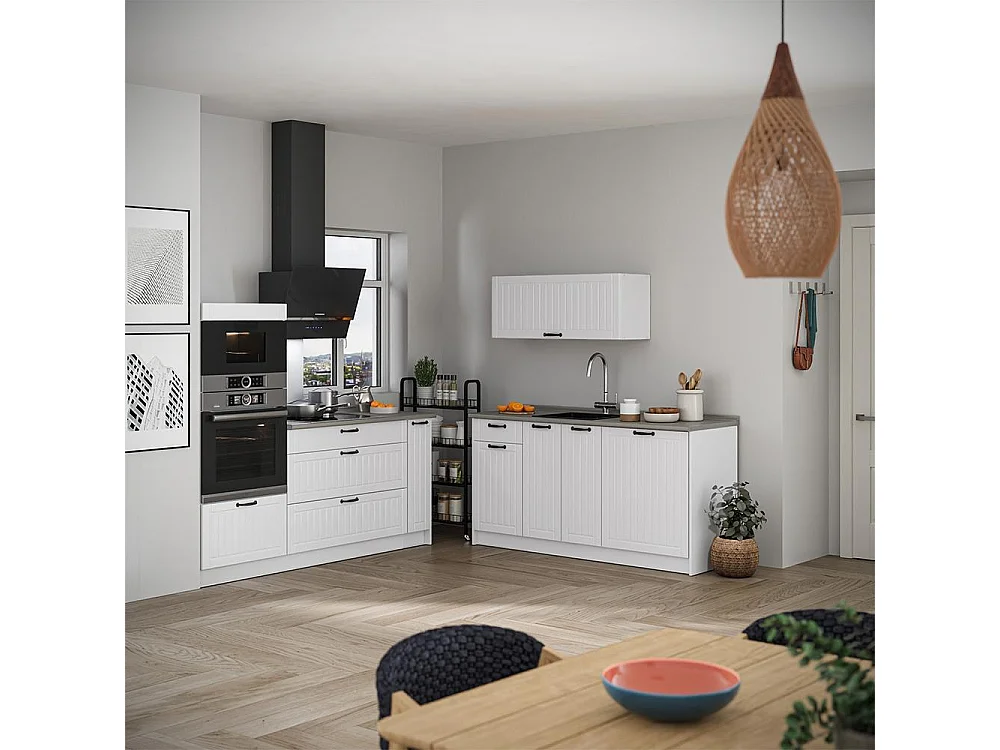Kök vitt hus på landet/vit 340x60x153.6 fame-line
