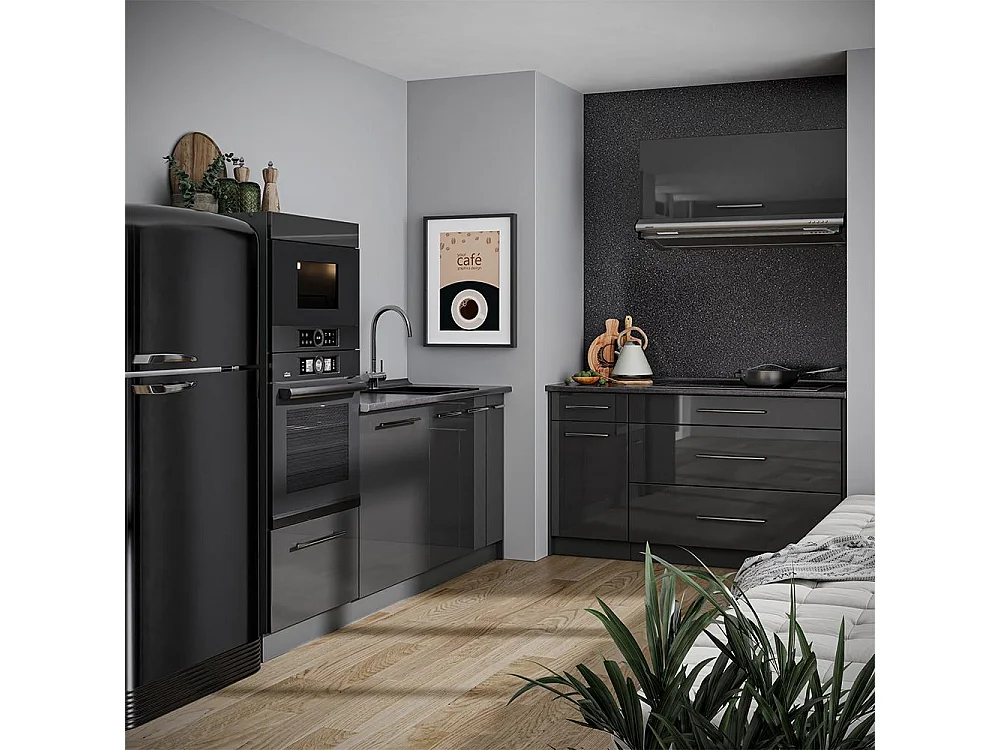 Kuchnia antracyt połysk/antracyt 340x60x153.6 fame-line