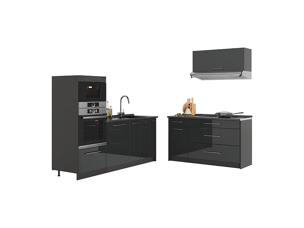Kuchnia antracyt połysk/antracyt 340x60x153.6 fame-line