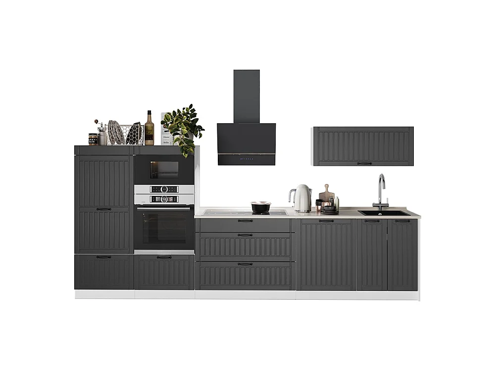 Cuisine gris foncé/blanc 340x60x153.6 fame-line