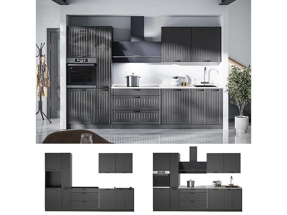 Zabudowa kuchenna ciemnoszary/antracyt 310x60x206.8 fame-line