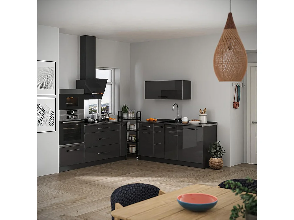 Kuchnia antracyt połysk/antracyt 340x60x153.6 fame-line