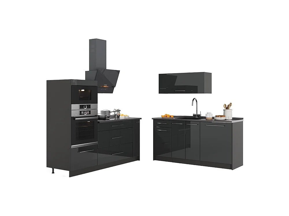 Kuchnia antracyt połysk/antracyt 340x60x153.6 fame-line