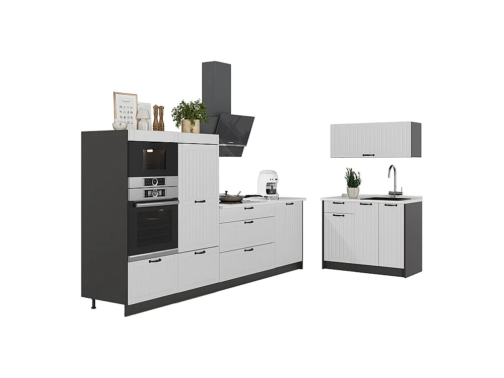 Kök vitt hus på landet/antracit 380x60x153.6 fame-line