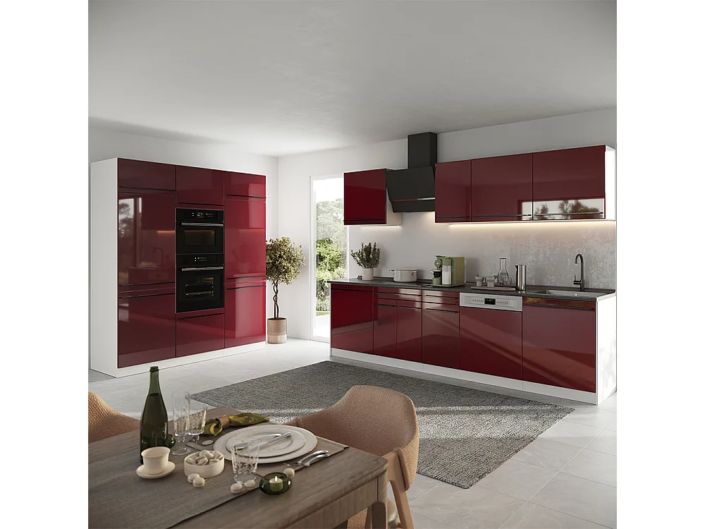 Mueble de cocina rojo de alto brillo/blanco 180x60x206.8 r-line