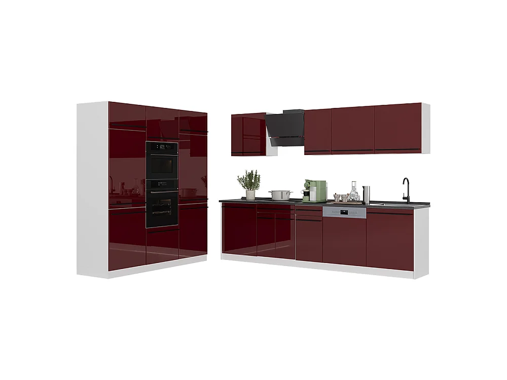 Mueble de cocina rojo de alto brillo/blanco 180x60x206.8 r-line