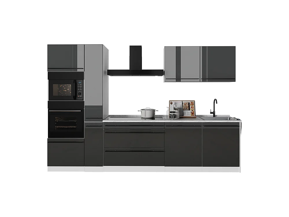 Cuisine anthracite haute brillance/blanc 310x60x206.8 r-line