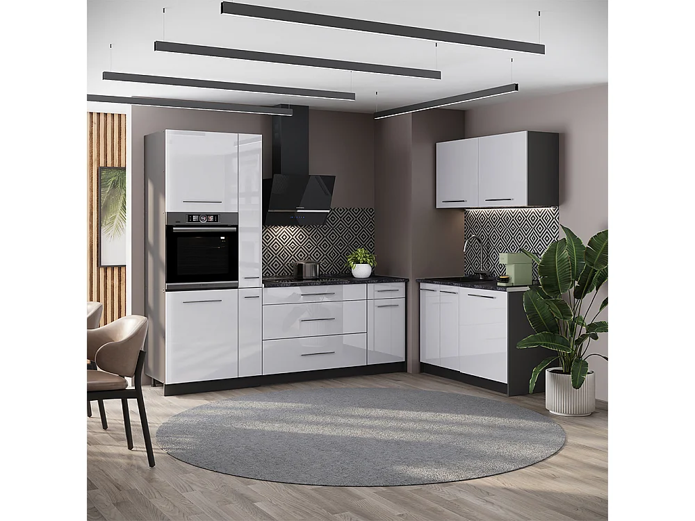 Kök vit högblank/antracit 220x60x206.8 fame-line