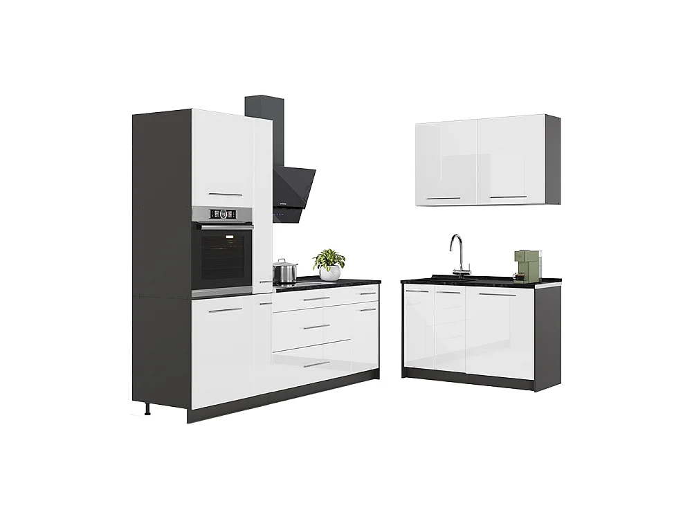 Kök vit högblank/antracit 220x60x206.8 fame-line