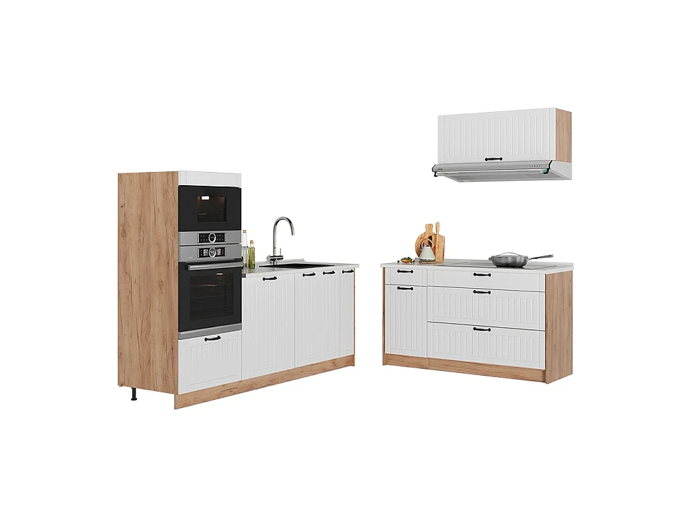 Kök vitt hus på landet/goldkraft ek 340x60x153.6 fame-line