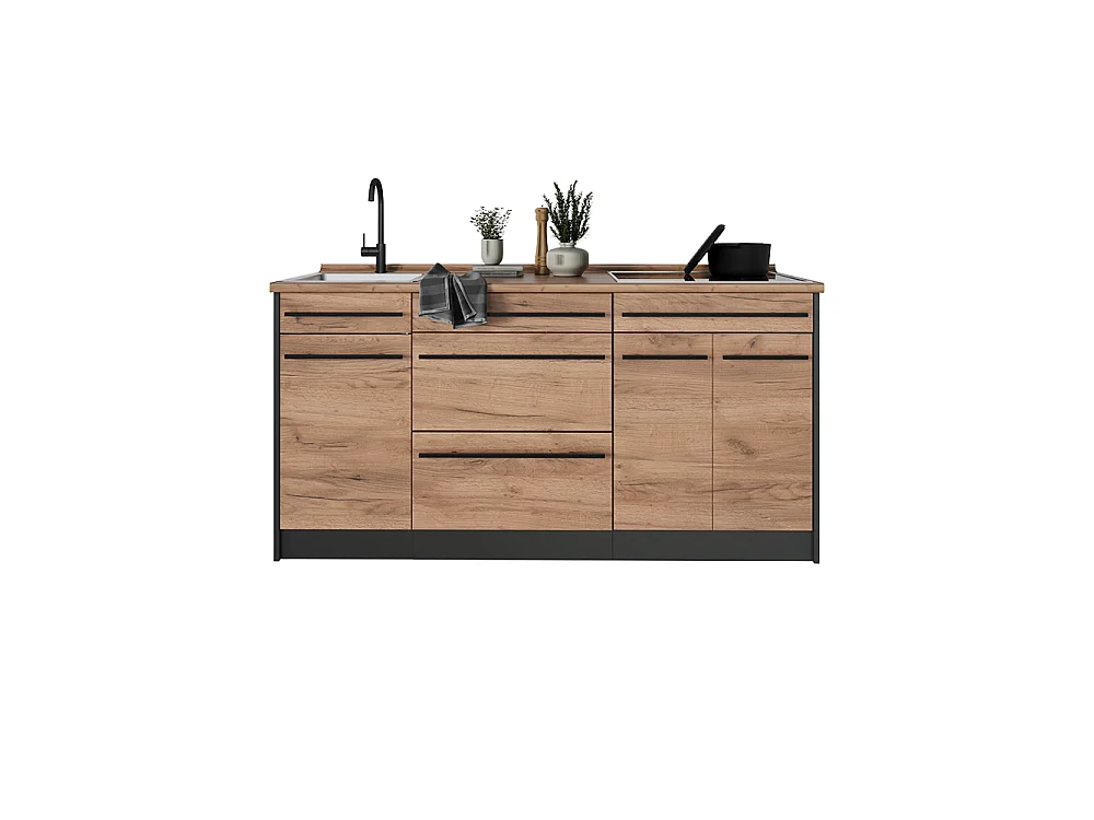 Bloc de cuisine chêne doré/anthracite 160x60x81.6 r-line