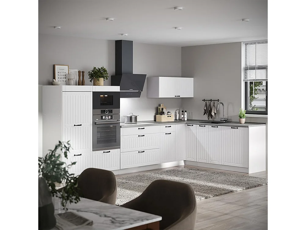 Hörnkök vitt hus på landet/vit 347x51.6x153.6 fame-line
