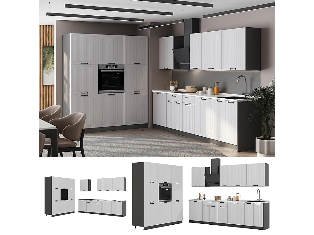 Kök vitt hus på landet/antracit 460x60x206.8 fame-line