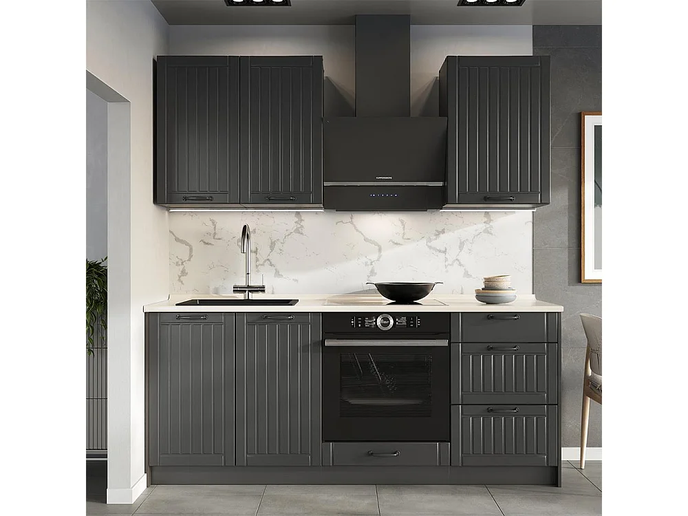 Cuisine gris foncé/anthracite 190x60x82 fame-line