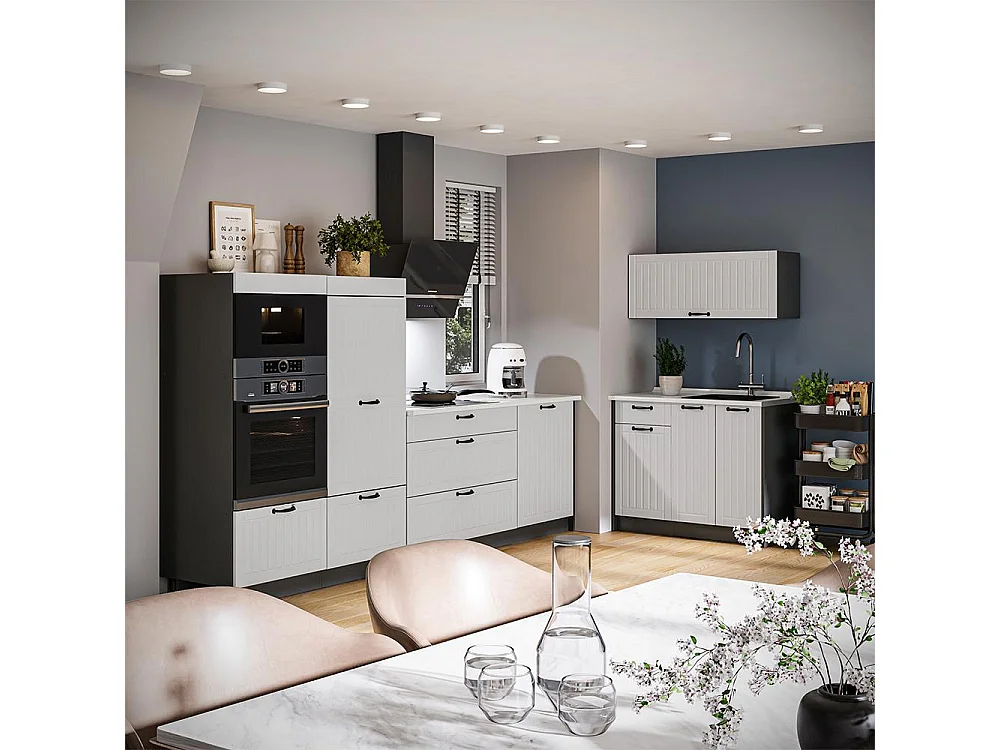Kök vitt hus på landet/antracit 380x60x153.6 fame-line