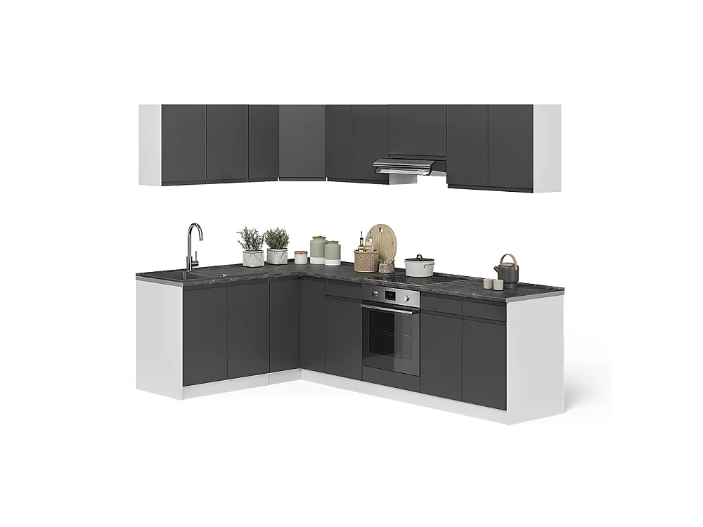 Hörnkök antracit/vit 267x60x81.6 r-line