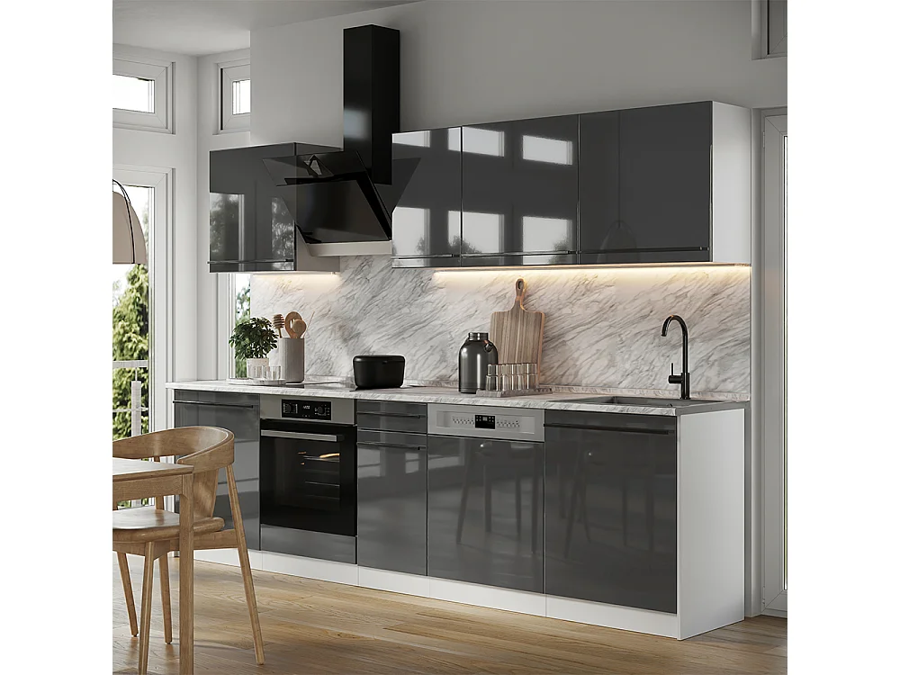Cuisine anthracite haute brillance/blanc 280x60x206.8 r-line