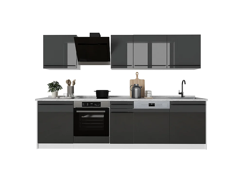Cuisine anthracite haute brillance/blanc 280x60x206.8 r-line