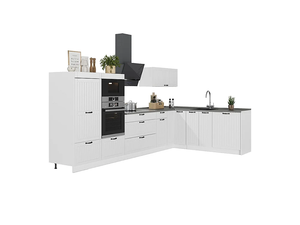 Hörnkök vitt hus på landet/vit 347x60x153.6 fame-line