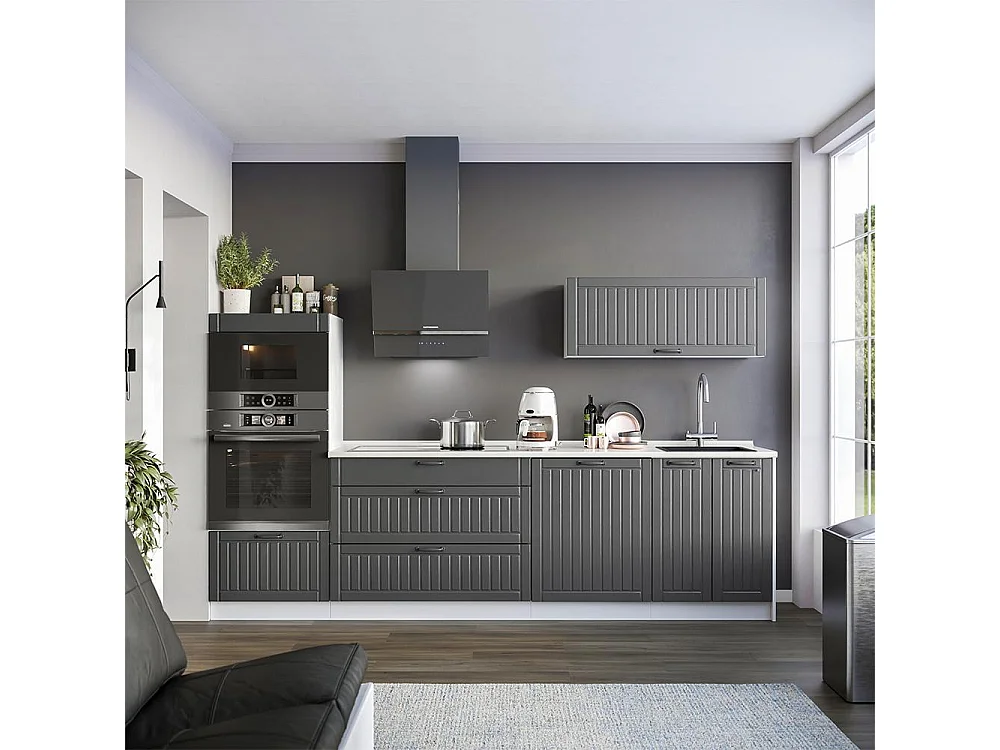 Cuisine gris foncé/blanc 280x60x153.6 fame-line